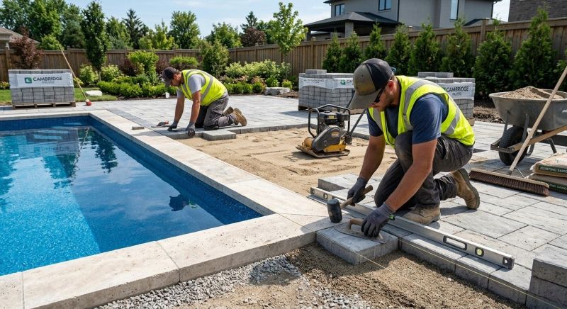 Poolside Hardscaping in Boston, MA